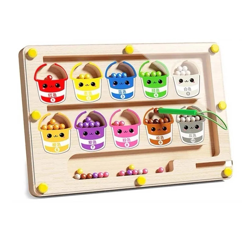 Montessori Magnetic Rolling Maze Hand Eyes Coordination Puzzle Track Balls Cognitive Thinking Toys For Kids Learning Development