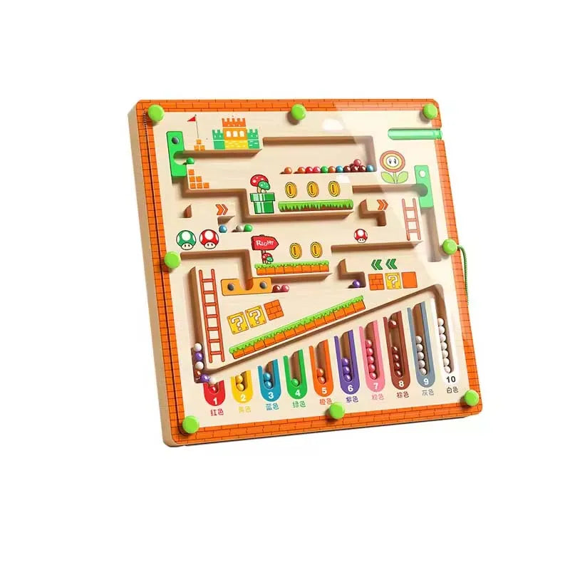 Montessori Magnetic Rolling Maze Hand Eyes Coordination Puzzle Track Balls Cognitive Thinking Toys For Kids Learning Development