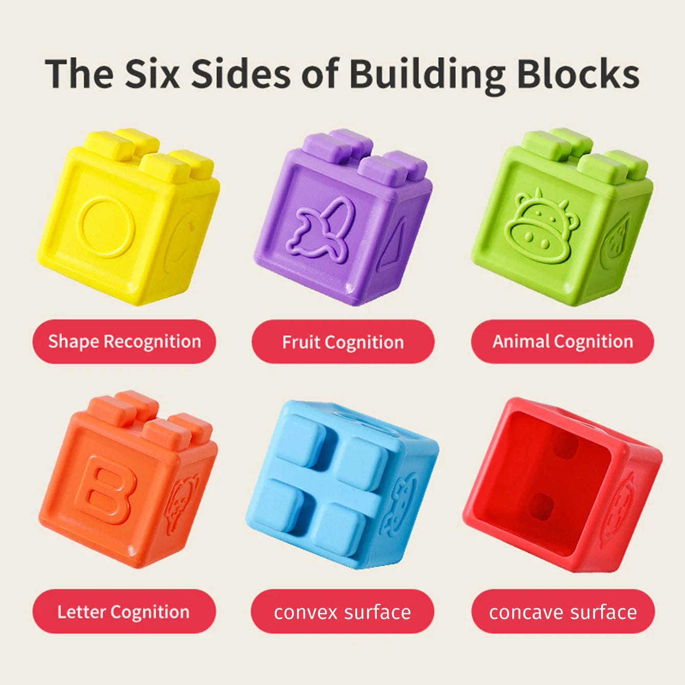 Baby silicone building block stackable toys that can be chewed, are educational and early childhood gripping toys